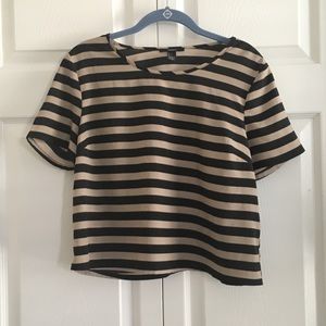 Tan and black striped crop top